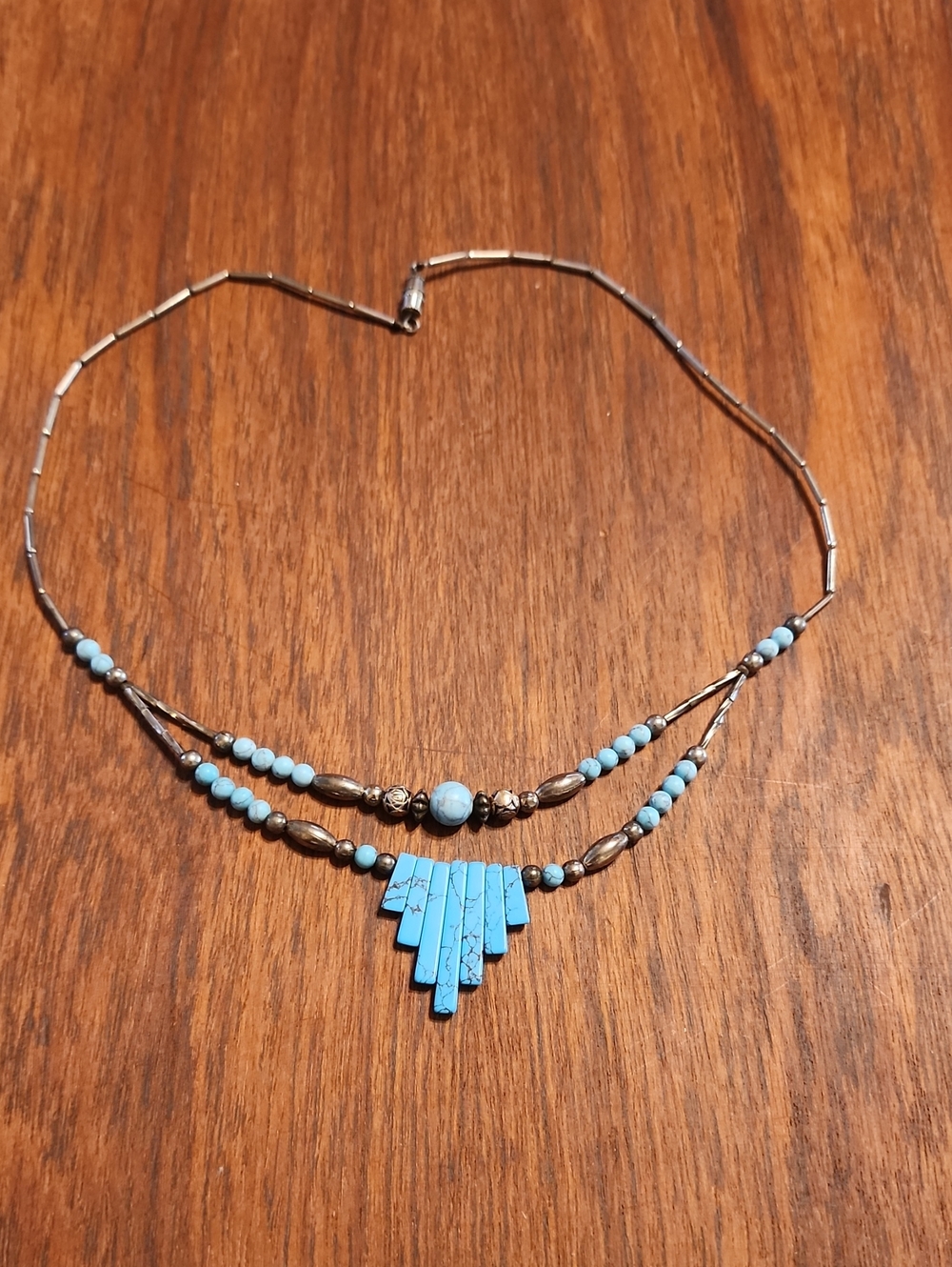 Turquoise Beaded Layered Pendant Necklace - Women Jewelry